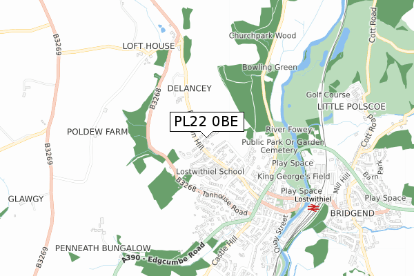 PL22 0BE map - small scale - OS Open Zoomstack (Ordnance Survey)