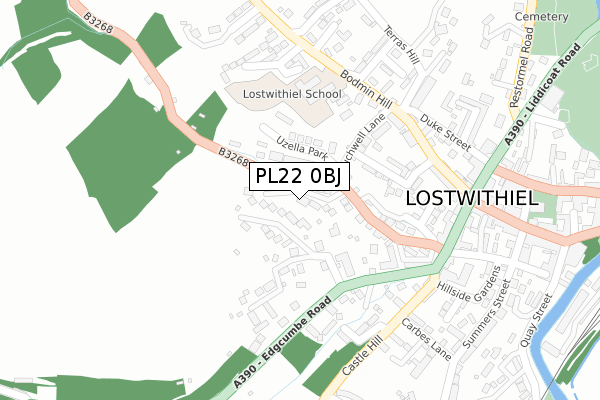 PL22 0BJ map - large scale - OS Open Zoomstack (Ordnance Survey)