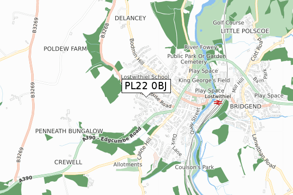 PL22 0BJ map - small scale - OS Open Zoomstack (Ordnance Survey)