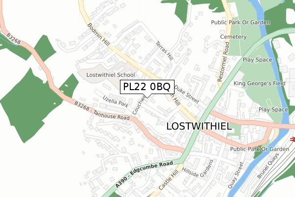 PL22 0BQ map - large scale - OS Open Zoomstack (Ordnance Survey)