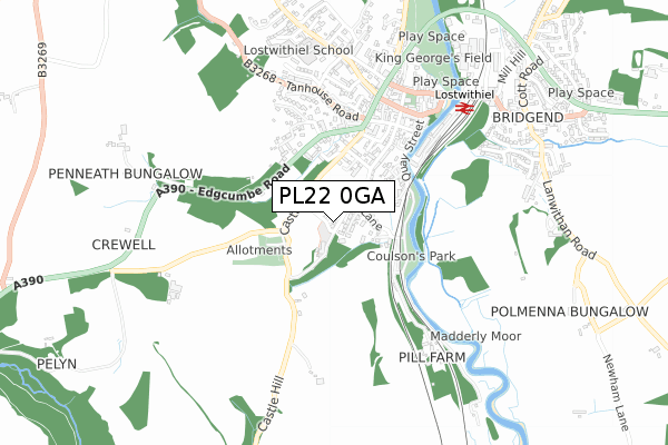 PL22 0GA map - small scale - OS Open Zoomstack (Ordnance Survey)