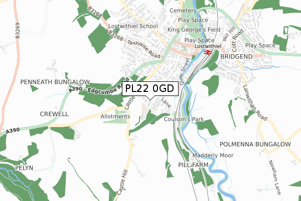 PL22 0GD map - small scale - OS Open Zoomstack (Ordnance Survey)