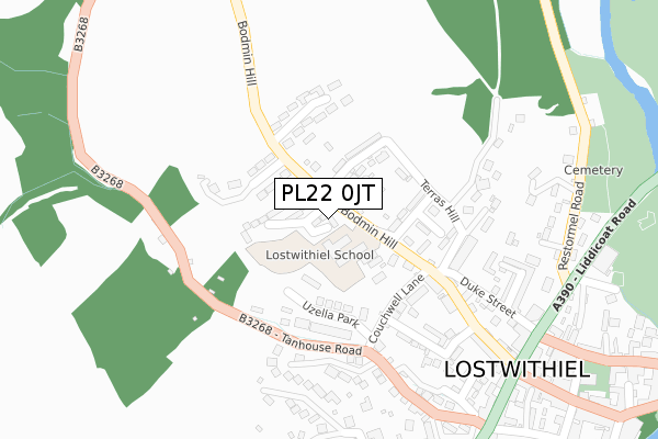 PL22 0JT map - large scale - OS Open Zoomstack (Ordnance Survey)