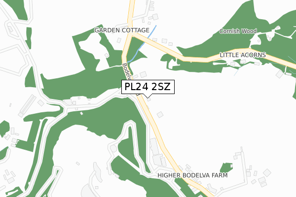 PL24 2SZ map - large scale - OS Open Zoomstack (Ordnance Survey)