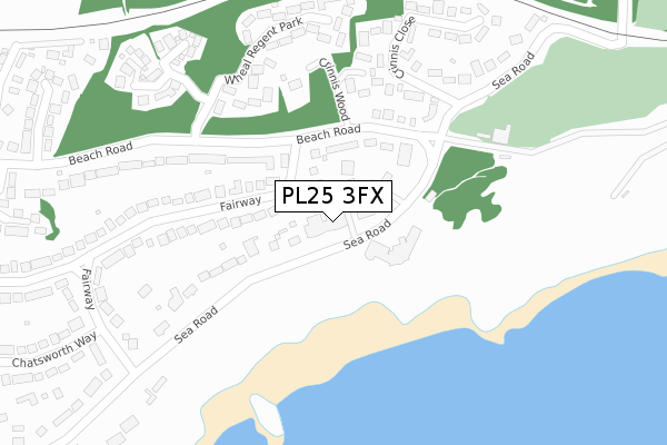 PL25 3FX map - large scale - OS Open Zoomstack (Ordnance Survey)