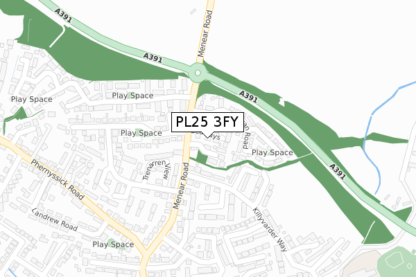 PL25 3FY map - large scale - OS Open Zoomstack (Ordnance Survey)