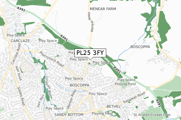 PL25 3FY map - small scale - OS Open Zoomstack (Ordnance Survey)