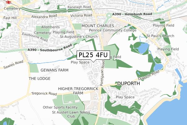 PL25 4FU map - small scale - OS Open Zoomstack (Ordnance Survey)