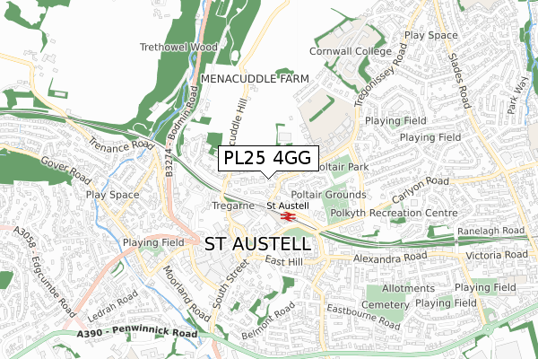 PL25 4GG map - small scale - OS Open Zoomstack (Ordnance Survey)