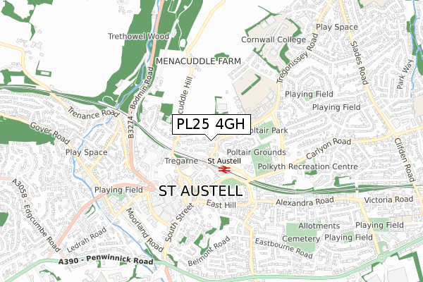 PL25 4GH map - small scale - OS Open Zoomstack (Ordnance Survey)