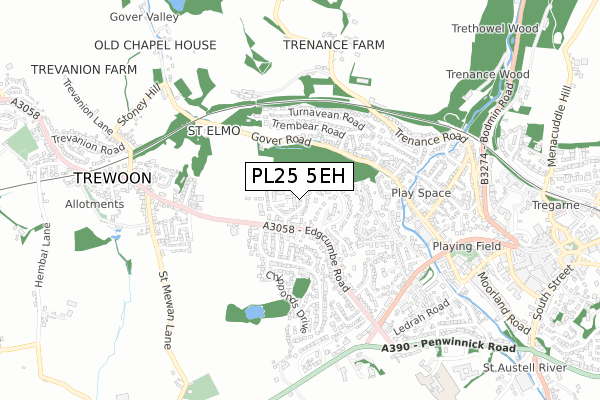 PL25 5EH map - small scale - OS Open Zoomstack (Ordnance Survey)