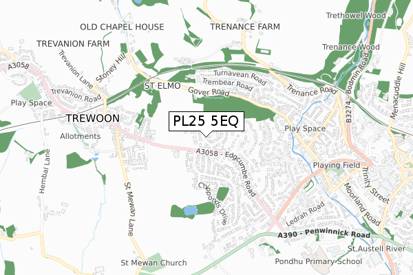 PL25 5EQ map - small scale - OS Open Zoomstack (Ordnance Survey)