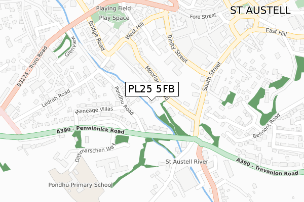 PL25 5FB map - large scale - OS Open Zoomstack (Ordnance Survey)