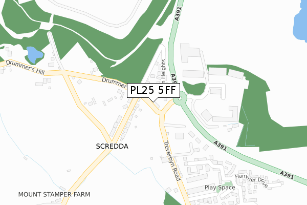 PL25 5FF map - large scale - OS Open Zoomstack (Ordnance Survey)