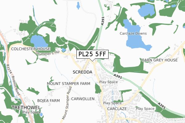 PL25 5FF map - small scale - OS Open Zoomstack (Ordnance Survey)