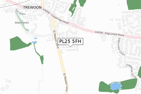 PL25 5FH map - large scale - OS Open Zoomstack (Ordnance Survey)