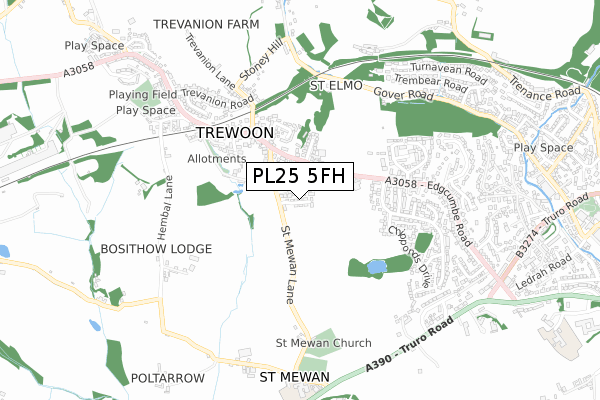 PL25 5FH map - small scale - OS Open Zoomstack (Ordnance Survey)