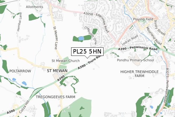 PL25 5HN map - small scale - OS Open Zoomstack (Ordnance Survey)