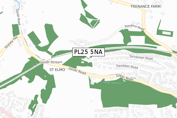 PL25 5NA map - large scale - OS Open Zoomstack (Ordnance Survey)