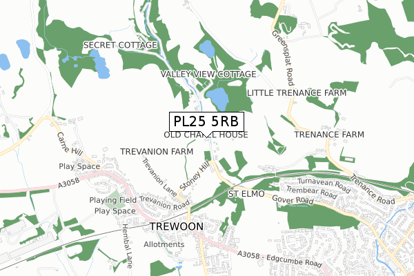 PL25 5RB map - small scale - OS Open Zoomstack (Ordnance Survey)