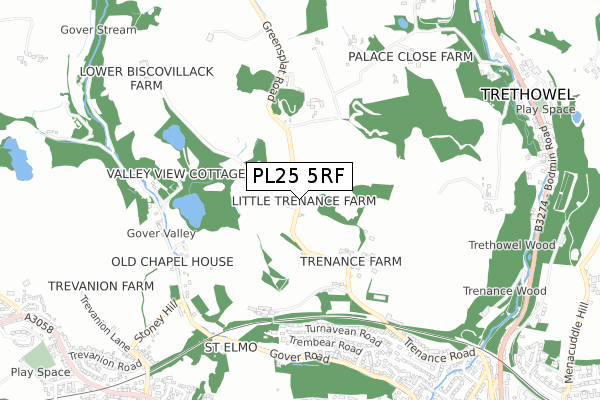 PL25 5RF map - small scale - OS Open Zoomstack (Ordnance Survey)