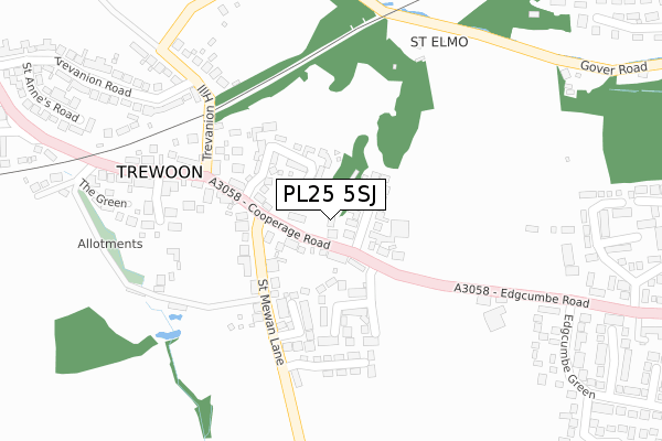 PL25 5SJ map - large scale - OS Open Zoomstack (Ordnance Survey)