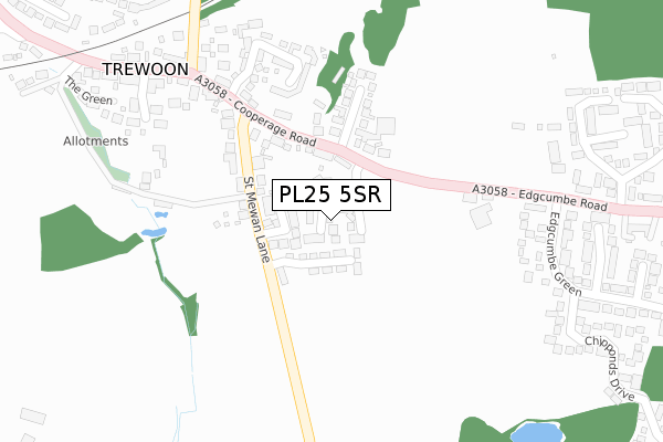 PL25 5SR map - large scale - OS Open Zoomstack (Ordnance Survey)