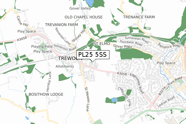 PL25 5SS map - small scale - OS Open Zoomstack (Ordnance Survey)