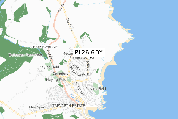 PL26 6DY map - small scale - OS Open Zoomstack (Ordnance Survey)