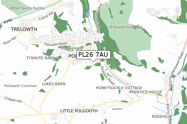 PL26 7AU map - small scale - OS Open Zoomstack (Ordnance Survey)