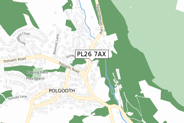 PL26 7AX map - large scale - OS Open Zoomstack (Ordnance Survey)