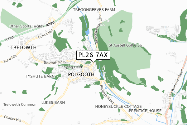 PL26 7AX map - small scale - OS Open Zoomstack (Ordnance Survey)