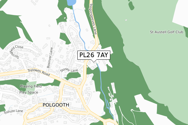 PL26 7AY map - large scale - OS Open Zoomstack (Ordnance Survey)