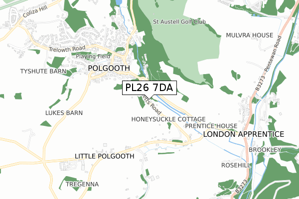 PL26 7DA map - small scale - OS Open Zoomstack (Ordnance Survey)