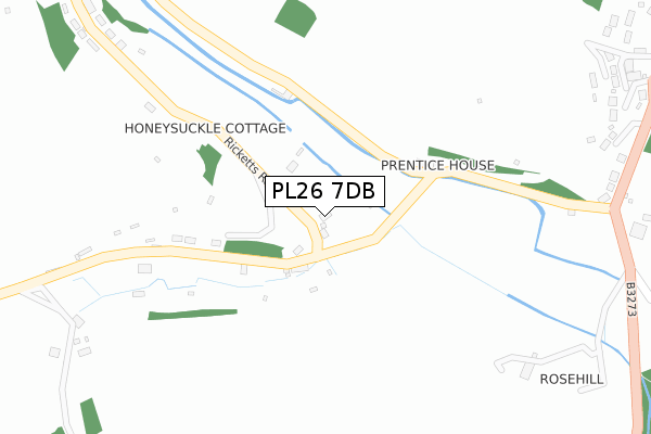 PL26 7DB map - large scale - OS Open Zoomstack (Ordnance Survey)