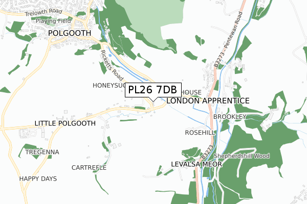 PL26 7DB map - small scale - OS Open Zoomstack (Ordnance Survey)