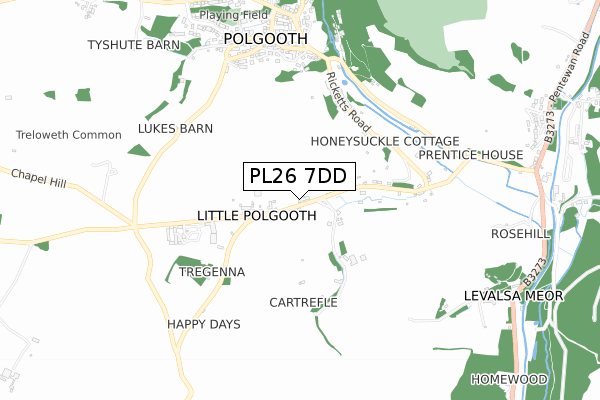 PL26 7DD map - small scale - OS Open Zoomstack (Ordnance Survey)