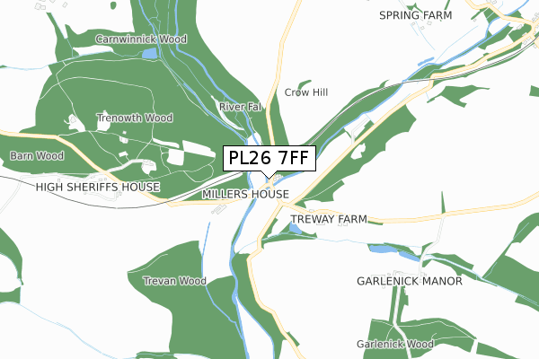 PL26 7FF map - small scale - OS Open Zoomstack (Ordnance Survey)