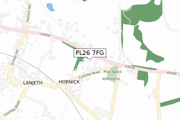 PL26 7FG map - large scale - OS Open Zoomstack (Ordnance Survey)