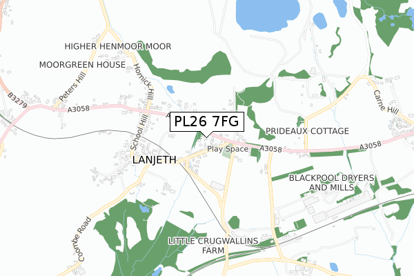 PL26 7FG map - small scale - OS Open Zoomstack (Ordnance Survey)