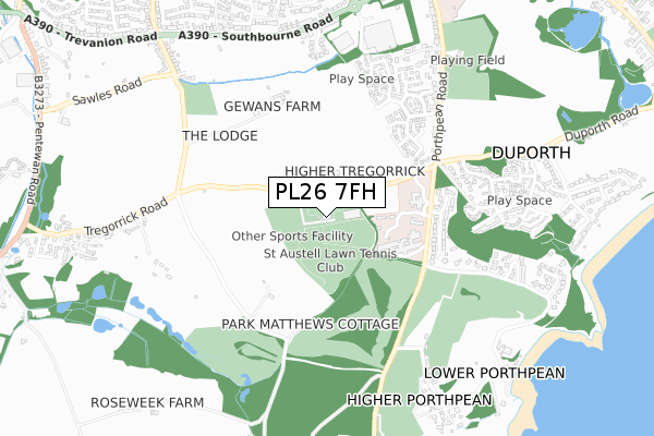 PL26 7FH map - small scale - OS Open Zoomstack (Ordnance Survey)