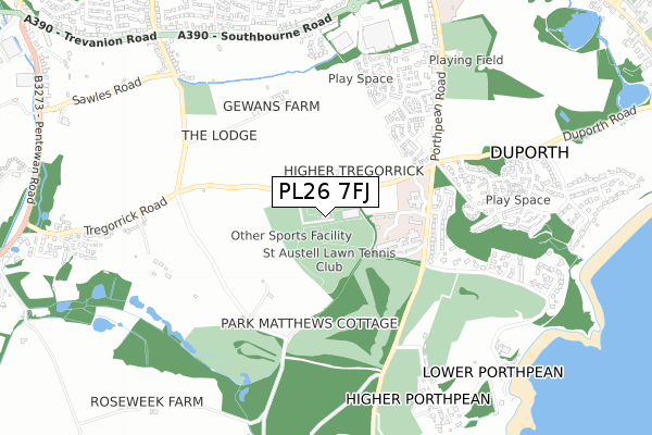 PL26 7FJ map - small scale - OS Open Zoomstack (Ordnance Survey)