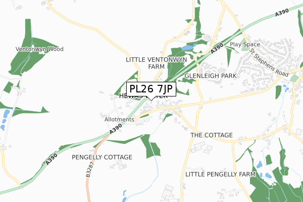 PL26 7JP map - small scale - OS Open Zoomstack (Ordnance Survey)