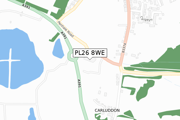 PL26 8WE map - large scale - OS Open Zoomstack (Ordnance Survey)