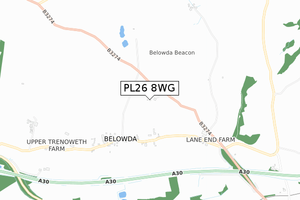 PL26 8WG map - small scale - OS Open Zoomstack (Ordnance Survey)