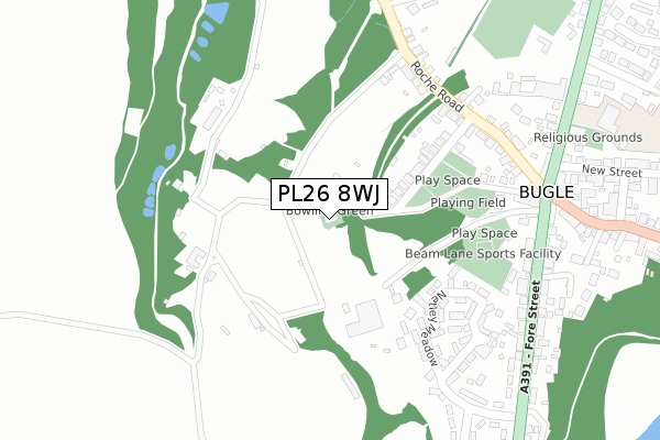 PL26 8WJ map - large scale - OS Open Zoomstack (Ordnance Survey)