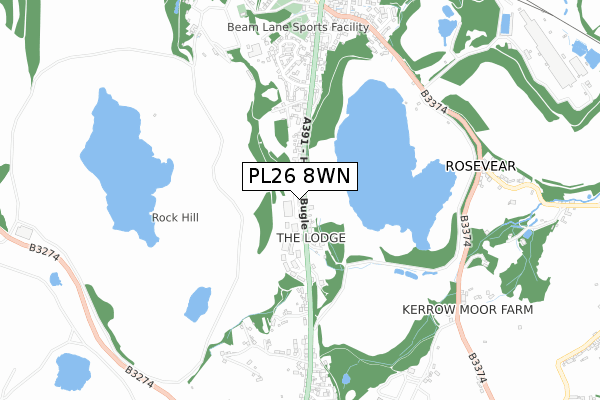 PL26 8WN map - small scale - OS Open Zoomstack (Ordnance Survey)