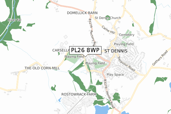 PL26 8WP map - small scale - OS Open Zoomstack (Ordnance Survey)