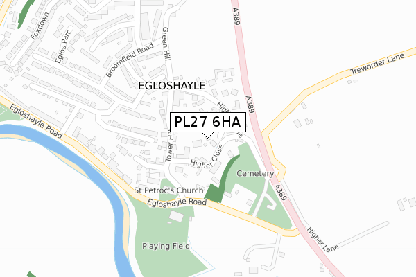 PL27 6HA map - large scale - OS Open Zoomstack (Ordnance Survey)