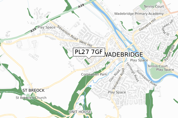 PL27 7GF map - small scale - OS Open Zoomstack (Ordnance Survey)